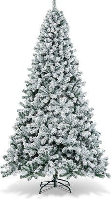 9ft Snow Flocked Hinged Artificial Christmas Tree Unlit Metal