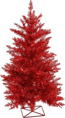 3' Red Artificial Christmas Tree, Red Dura-lit Incandescent Lights