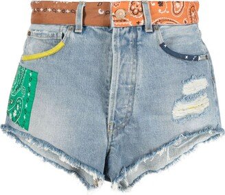 California bandana-print denim shorts