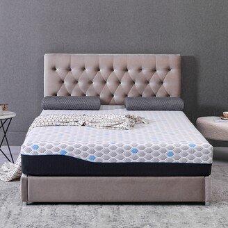 EDWINRAY 10 California King Size Mattress, Gel Memory Foam Infused Bamboo Charcoal Mattress, Mattress in a Box,Light Grey-Blue