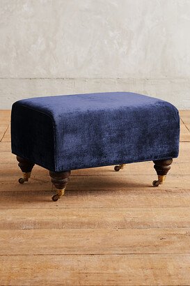 Slub Velvet Willoughby Ottoman, Hickory