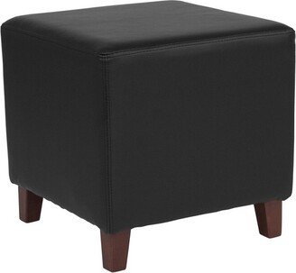 Ascalon Upholstered Ottoman Pouf in Black LeatherSoft