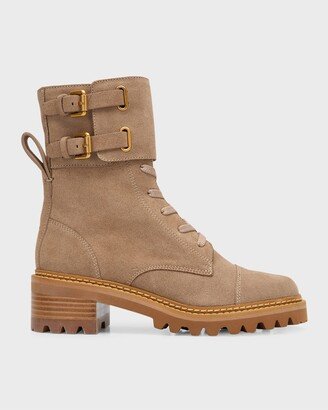 Mallory Suede Buckle-Cuff Combat Boots
