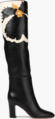 Printed leather over-the-knee boots-AA
