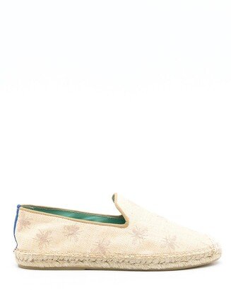 Bee-Embroidered Woven Espadrilles