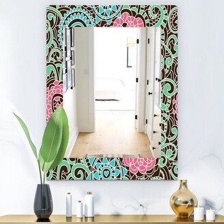 Designart 'Pink Blossom 26' Traditional Mirror - Printed Wall Mirror