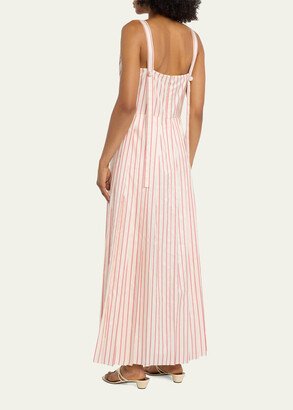 Medici Striped Maxi Dress with Pleating