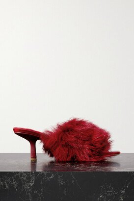 Shearling Mules - Red