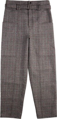 Check-Print Wool Trousers-AA