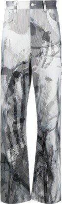 Abstract-Print Straight-Leg Trousers-AE