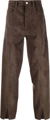 Faux-Suede Straight-Leg Trousers