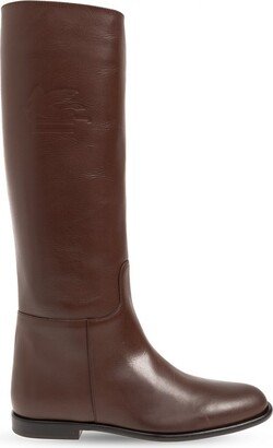 Logo Embossed Knee-Length Boots