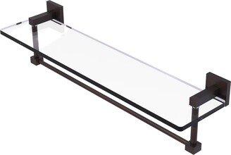 22 Inch Glass Vanity Shelf with Integrated Towel Bar