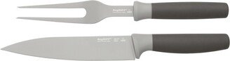 Leo 2Pc Carving Set, Stainless Steel, Colored, Gray