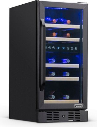 Freestanding 28 Bottle Dual Zone Compressor Wine Fridge in Stainless Steel, Adjustable Racks and Exterior Digital Thermostat - Black stainles s