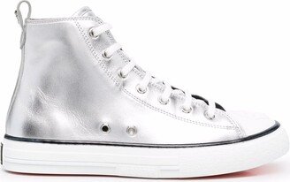 Metallic-Finish High-Top Sneakers