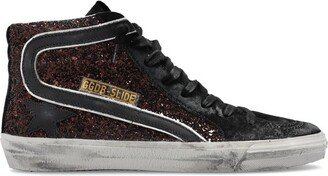 Slide Glitter High-Top Lace-Up Sneakers