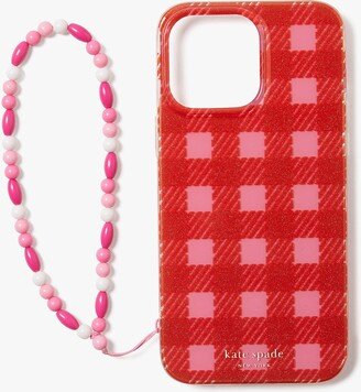 Sam Icon Glitter Gingham Iphone 14 Pro Wristlet Case