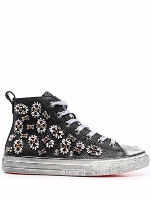 Megastar crystal-embellished high-top sneakers