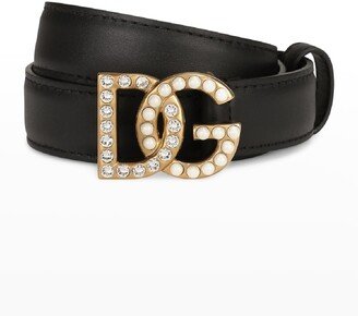 Swarovski Crystal & Pearl Leather Belt