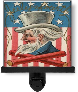 Vintage Style July Fourth Uncle Sam American Flag Glass Photo Night Light, Decorative Lights