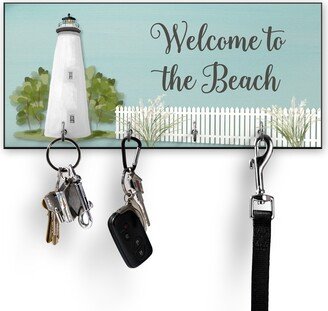 Key Holder For Wall - Welcome To The Beach Sign With Lighthouse