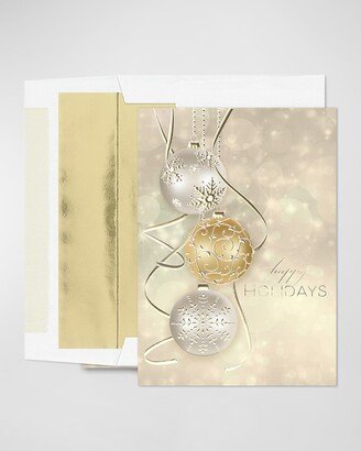 Carlson Craft Golden Baubles Holiday Card, Set of 25