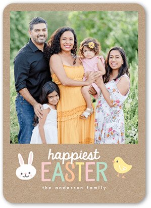 Easter Cards: Happy Doodles Easter Card, Beige, 5X7, Signature Smooth Cardstock, Rounded