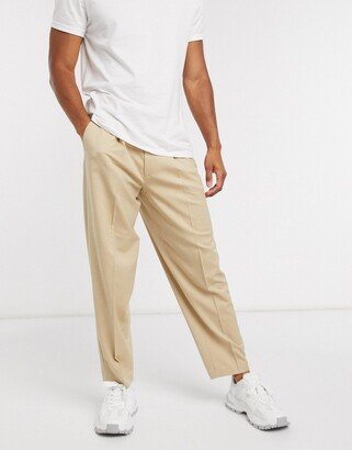 oversized tapered smart trouser in stone