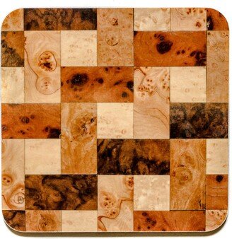 E. Inder Designs Four Coasters Set In Faux Woods From The Exotic Burr Range. Melamine Coated For Heat Resistance. Each Set Tied With Ribbon For Gifting.