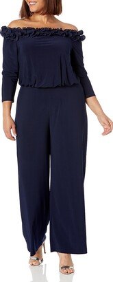 Women's Plus Ruffled Blouson Jumpsuit