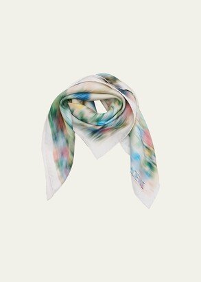 Blurred Print Silk Square Scarf