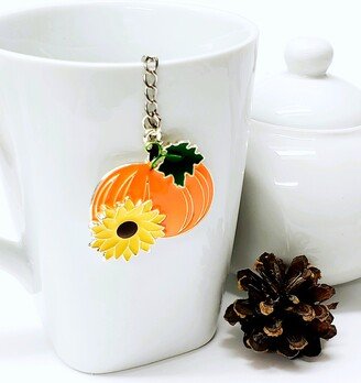 Pumpkin & Sunflower Tea Steeper - Autumn Enamel Infuser Herbal Ball Ornament