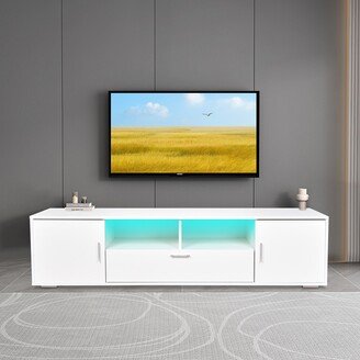 GREATPLANINC Modern TV Stand with LED Lights Entertainment Center Media Cabinets with Storage for Up to 75 for Gaming Living Room