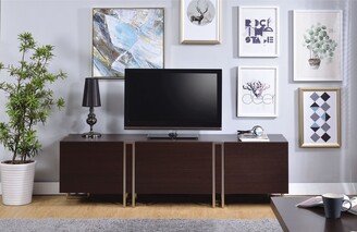 GEROJO Scandinavian-Style TV Stand with Dark Walnut & Nickel Finish and Ample Storage