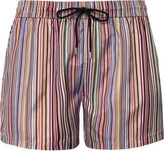 Striped Drawstring Swim Trunks