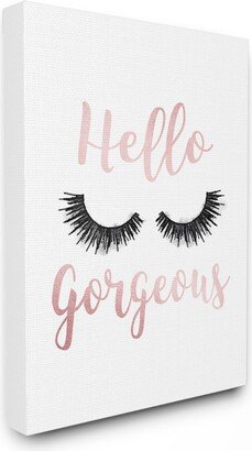 Hello Gorgeous Black Eyelashes Typography Canvas Wall Art, 30 L x 40 H