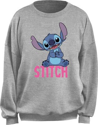 Women's Junior's Sitting Classic Stitch Name Oversized Fleece-AC