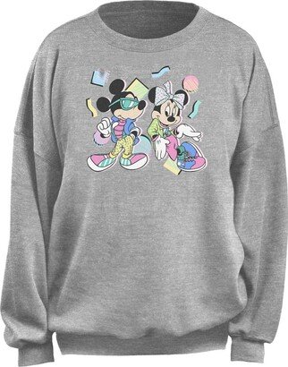 Women's Junior's 80s Minnie Mickey Oversized Fleece-AC