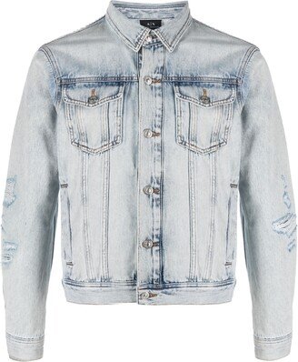 Distressed-Finish Denim Jacket