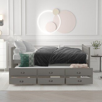 Sunmory Elegant Design Full Size Daybed with Trundle Upholstered Tufted Sofa Bed