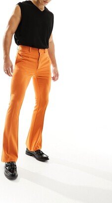 skinny flared smart pants in orange