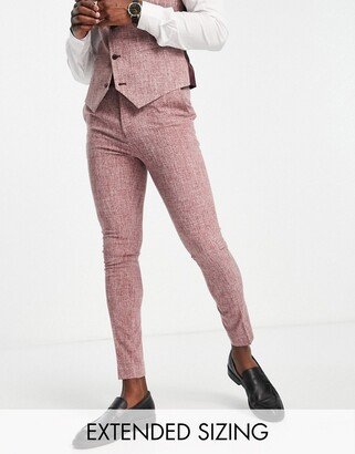 wedding super skinny suit pants in burgundy crosshatch-AA