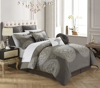 13-Piece Adana Grey Bed in a Bag Comforter Set