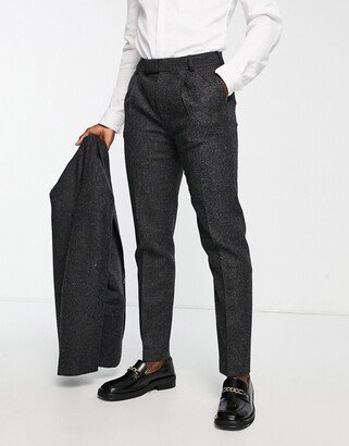 British Tweed slim suit pants in charcoal grey