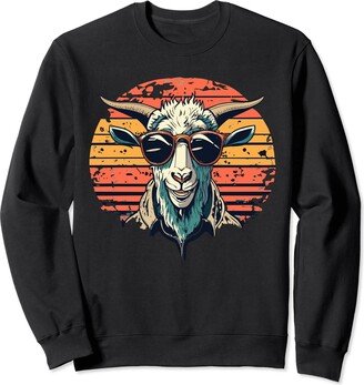 Retro Goat Gift For Women & Girls and Men Goat Costume - Retro Goat with Sunglasses - Vintage Goat Sweatshirt