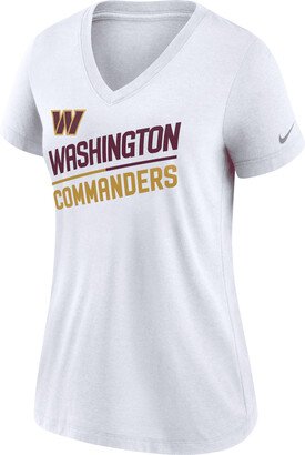 Women's Slant Team (NFL Washington Commanders) Mid V-Neck T-Shirt in White