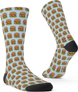 Socks: Burgers - Multicolor Custom Socks, Blue