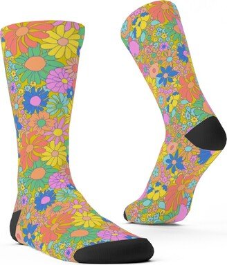 Socks: Groovy Meadow - Multi Custom Socks, Multicolor