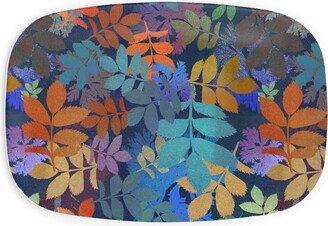 Serving Platters: Leaves Falling - Multi Serving Platter, Multicolor